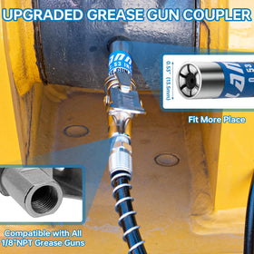 LANNIU grease gun held in hand to show size and ergonomic advantage