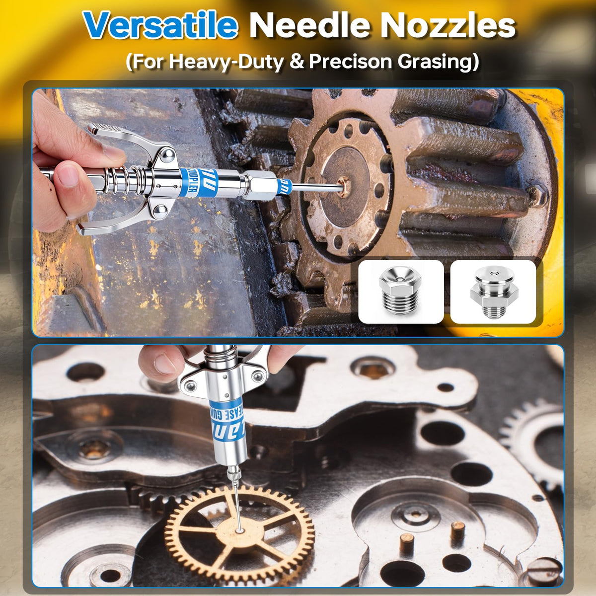 LANNIU wide needle tip detail for heavy-duty grease application benefit