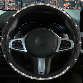 LANPU SURE front packaging showing black rhinestone steering wheel cover and branding, stylish protection