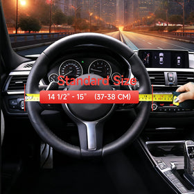 LANPU SURE hand holding wheel cover demonstrating soft feel and temperature protection
