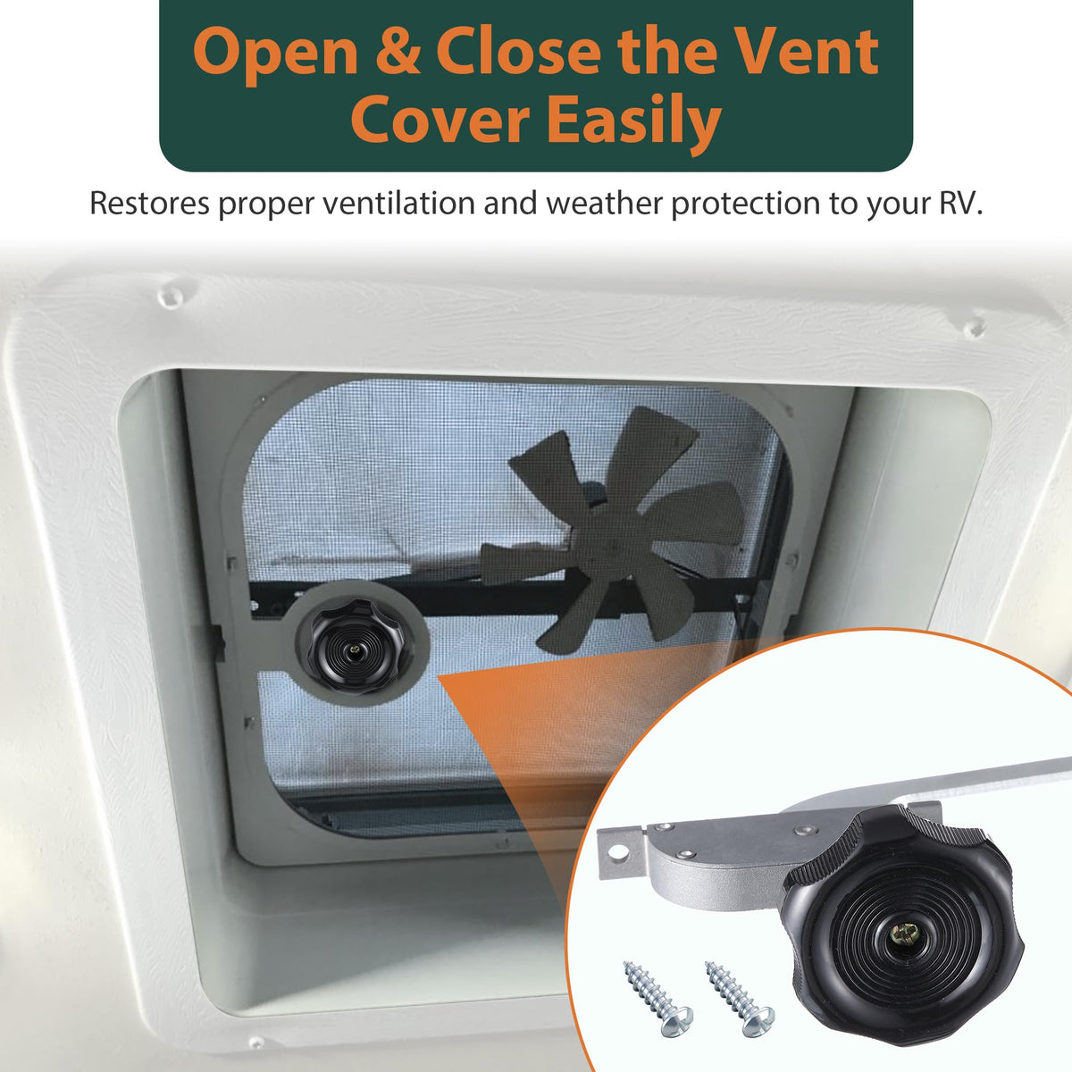 Lanties operator arm installed in RV vent demonstrating smooth manual operation