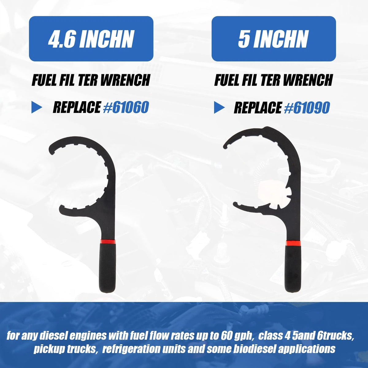 Lanties lineup of four wrenches showing scale differences for correct-size selection
