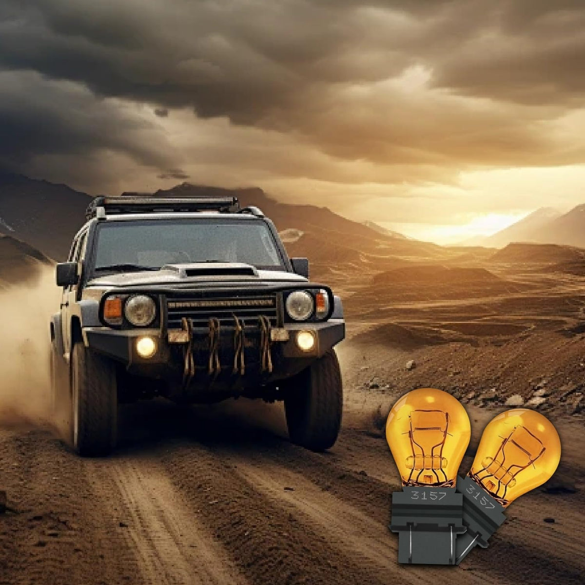 Open car trunk with Lanuovx 3157A 20-pack as spare bulbs for quick roadside replacement