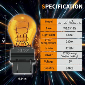 Close-up of a Lanuovx 3157A single amber bulb highlighting glass finish and reliable build