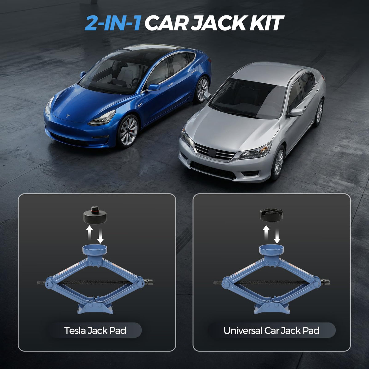 LARBANKE jack lifting a Tesla demonstrating compatibility and stability