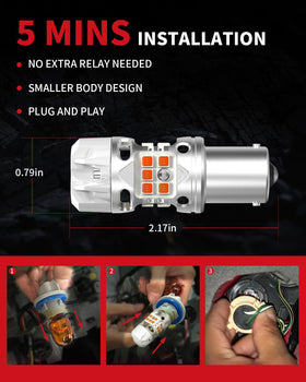 LASFIT 1156 amber bulb installed in front turn signal improving visibility