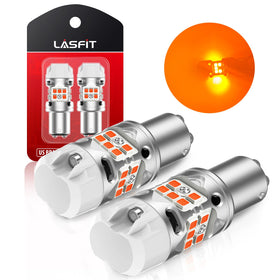 LASFIT 1157 amber bulb front view showing bright amber LED and improved visibility
