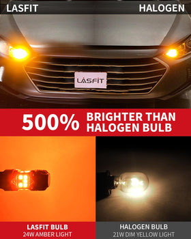LASFIT bulb installed in vehicle turn signal showing clearer amber signaling