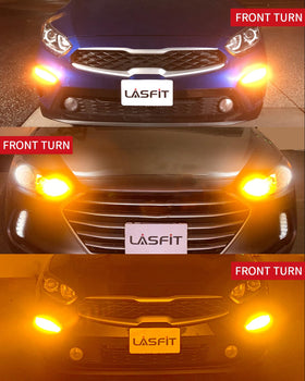 LASFIT bulbs illuminating a dark road to demonstrate increased visibility