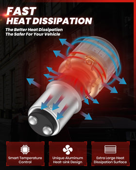 LASFIT 1157 red beside halogen bulb for size and brightness comparison advantage