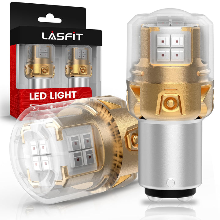 LASFIT 1157 red bulb front view showing compact projector lens and brighter signal