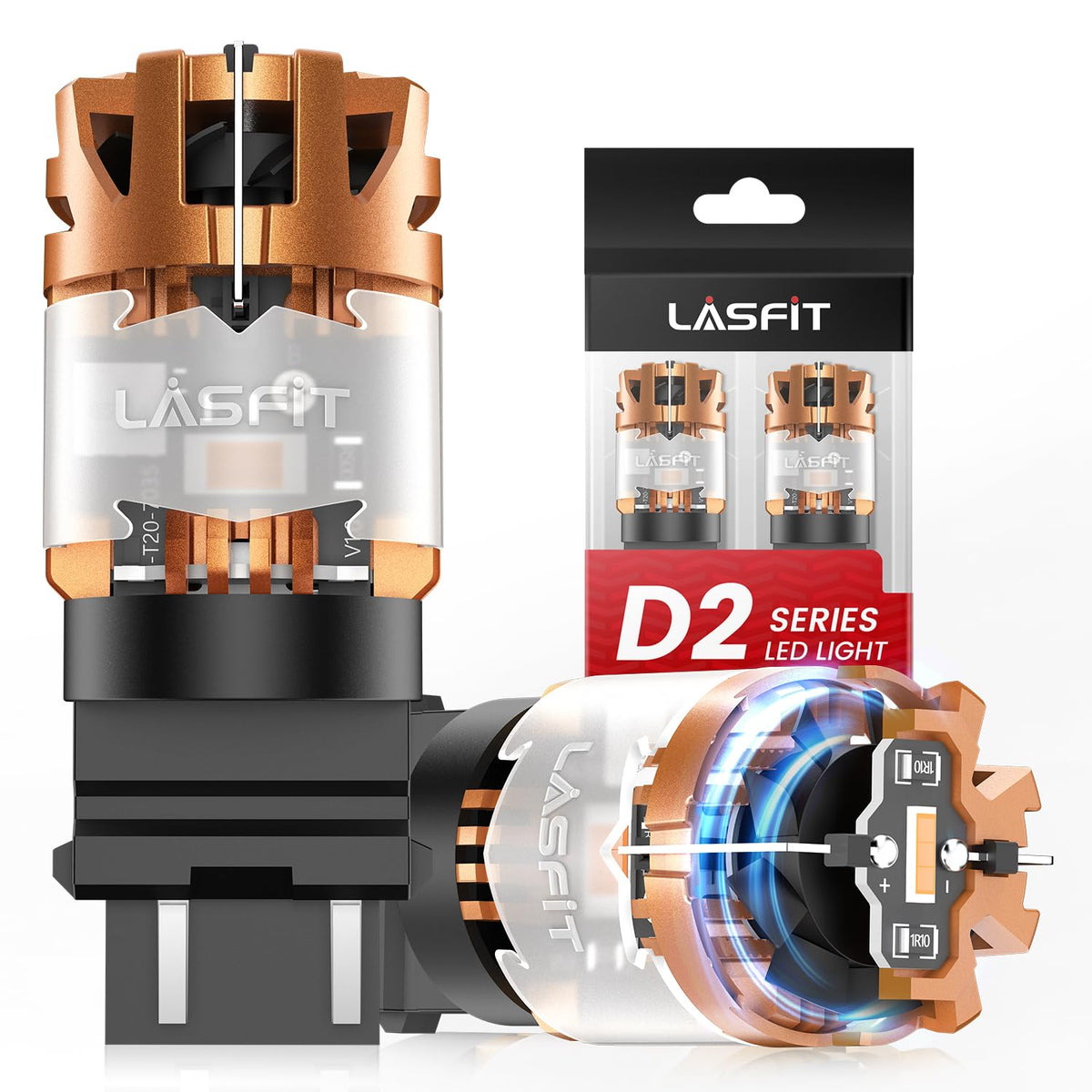 LASFIT 3157 front view showing bright amber lens and fitment benefit