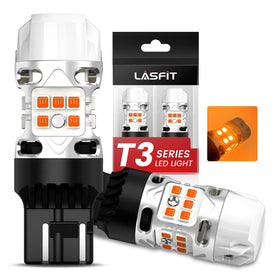 LASFIT front view of 7440 amber bulb showing compact design and brighter signal