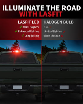 LASFIT bulb installed in Ram 1500 CHMSL showing clearer brake visibility