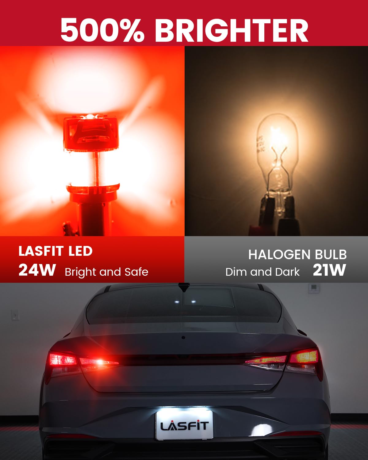 LASFIT bulbs installed in tail assembly demonstrating brighter brake signaling
