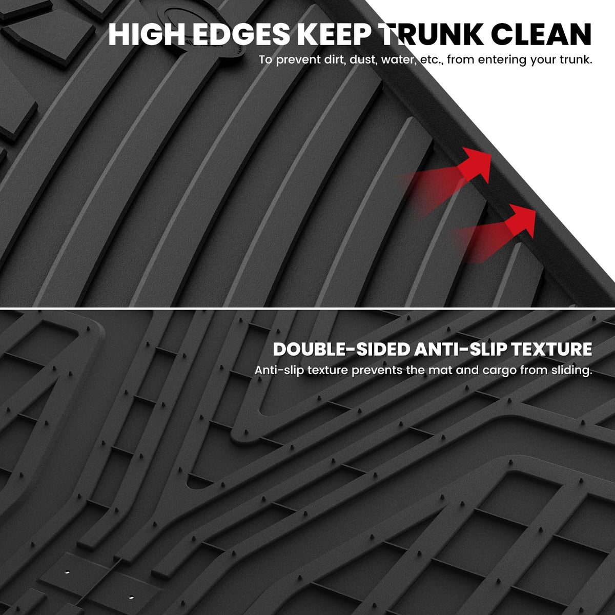 LASFIT grooves and channels directing liquid away and trapping debris