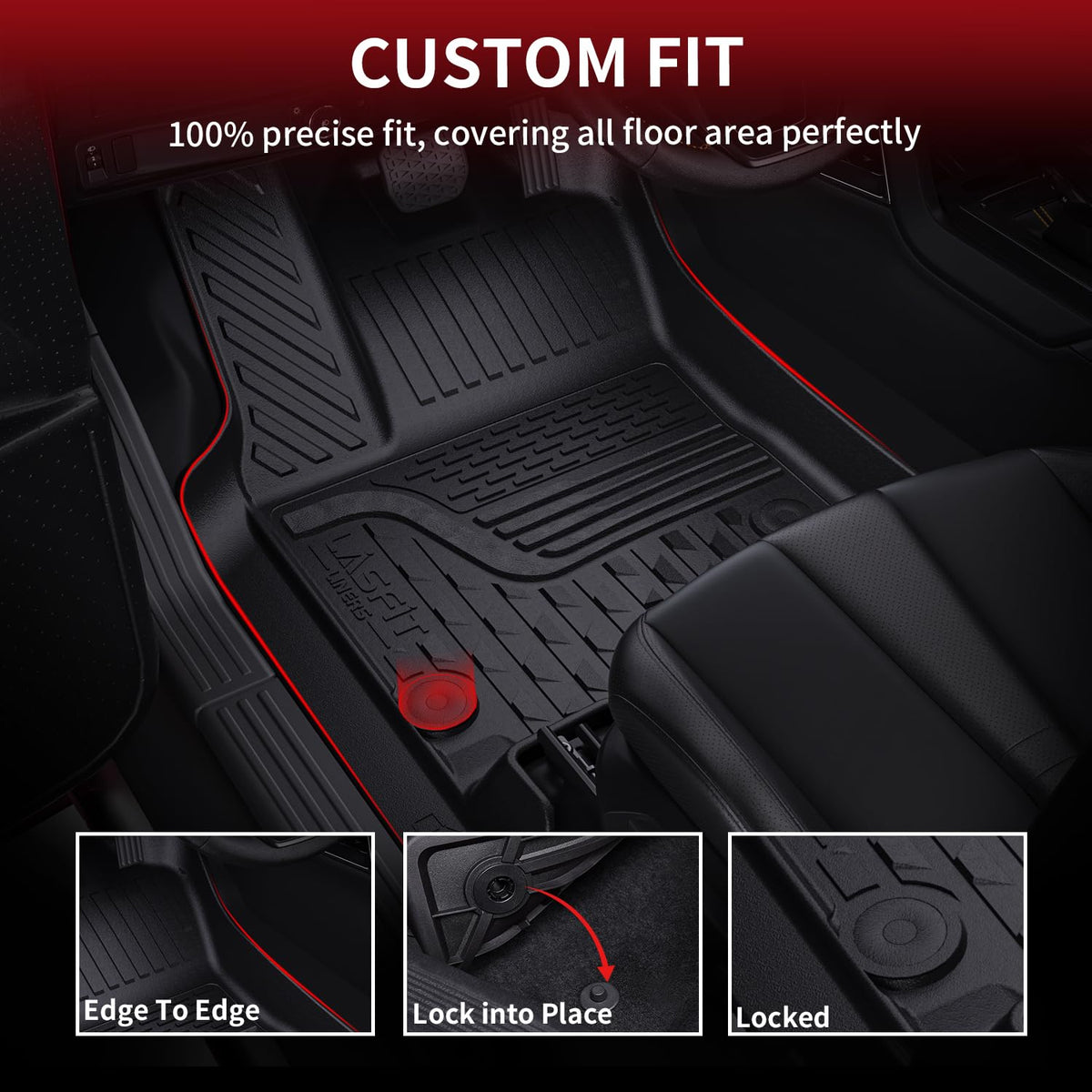 LASFIT driver side mat installed showcasing secure fit benefits