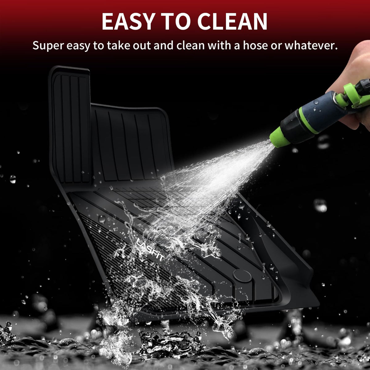 LASFIT mat being rinsed under water demonstrating easy cleaning