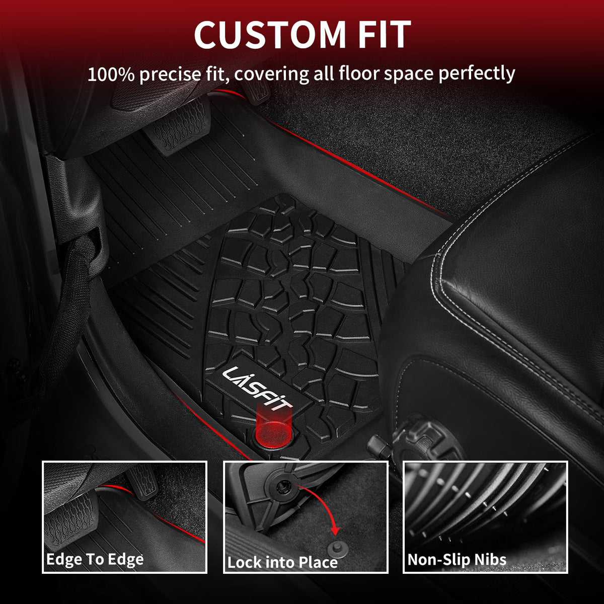 LASFIT rear floor liners installed in Jeep Wrangler JL rear seating area