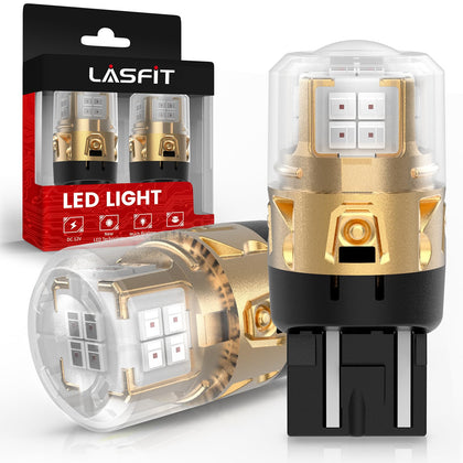 LASFIT front view of 7443 red bulb packaging showing clear replacement benefit