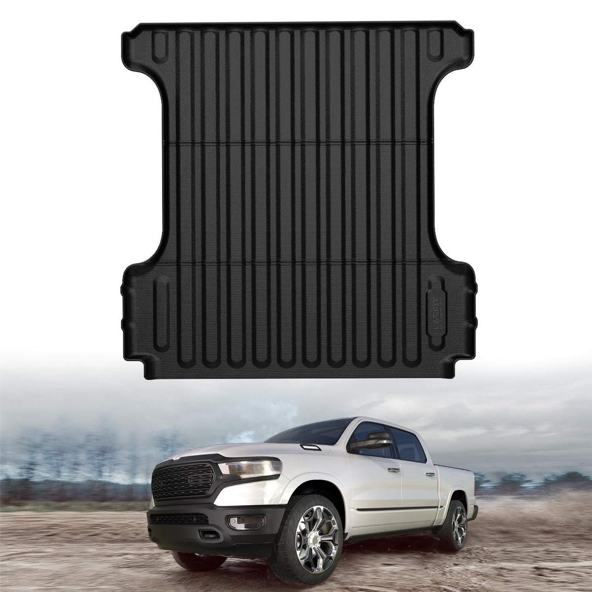 LASFIT front view of mat in packaging showing shape and fit benefits