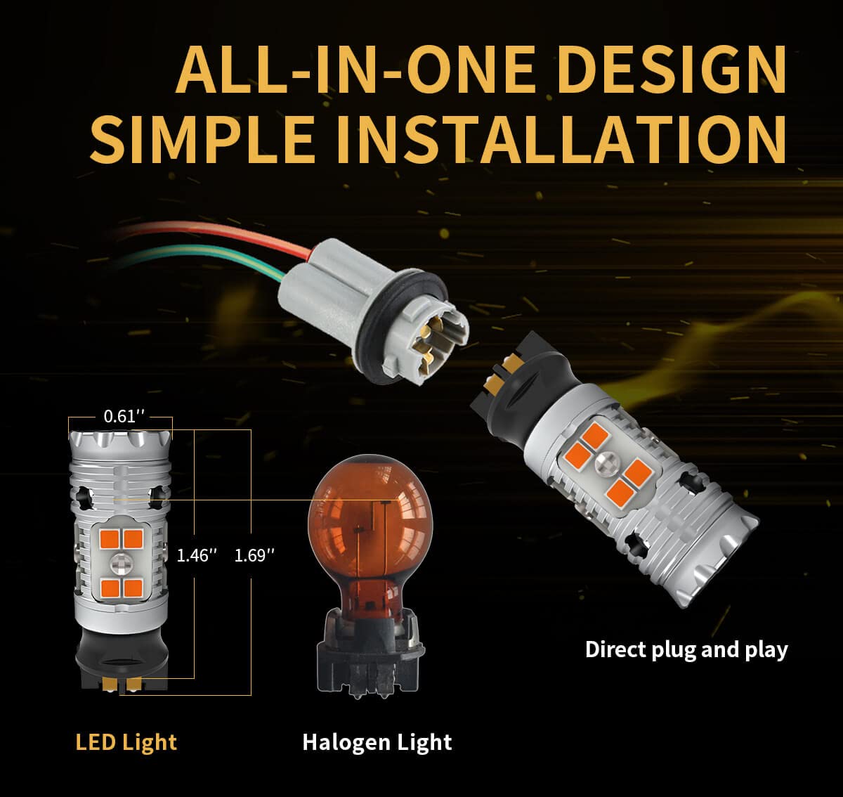 LASFIT installed front turn signal emitting bright amber light, enhances daytime conspicuity