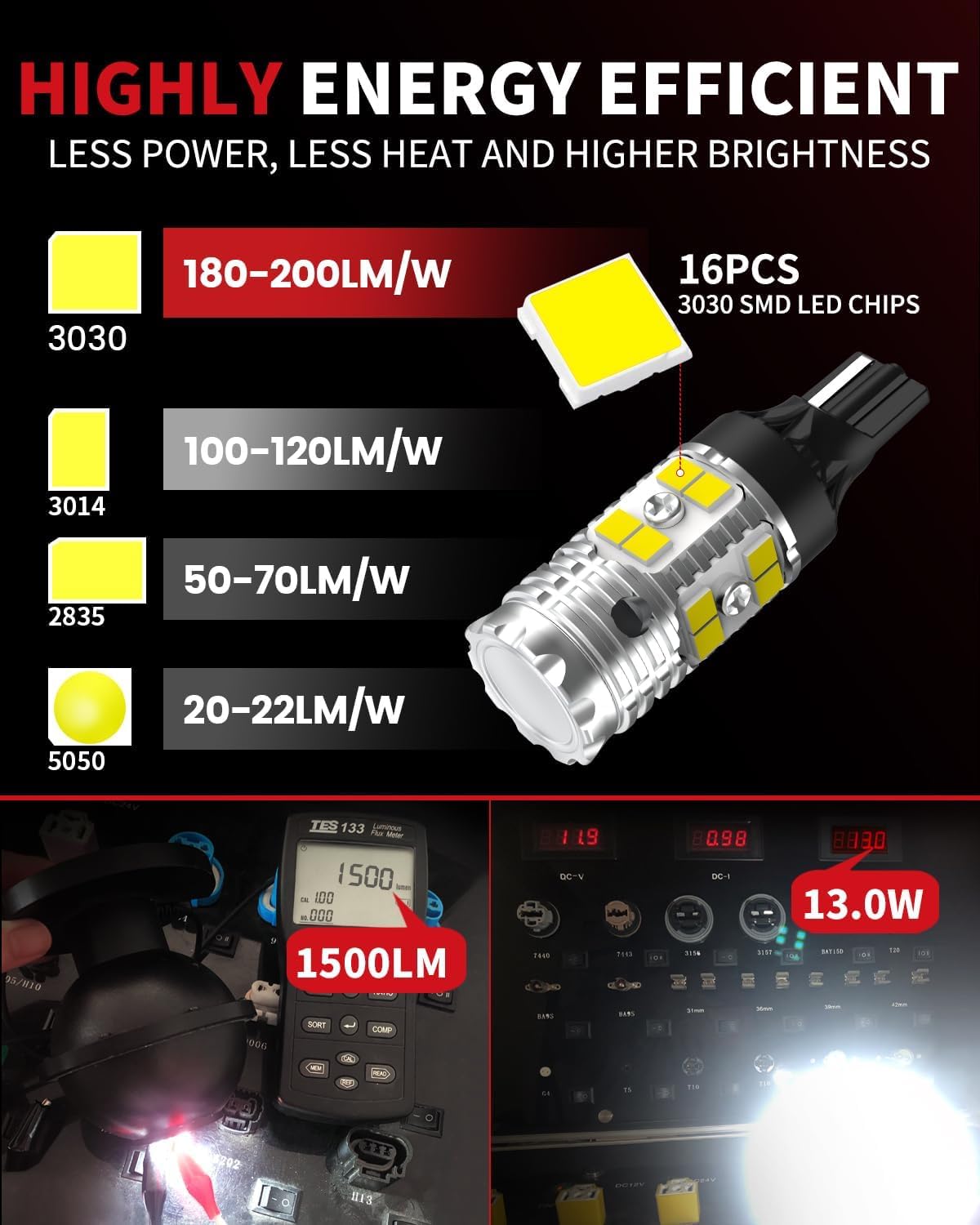 LASFIT bulb installed in GMC Sierra reverse lamp improving rear visibility