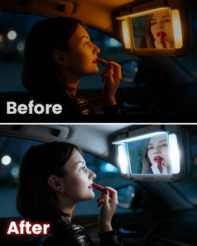 LASFIT installed in visor mirror delivering clear, makeup-friendly illumination