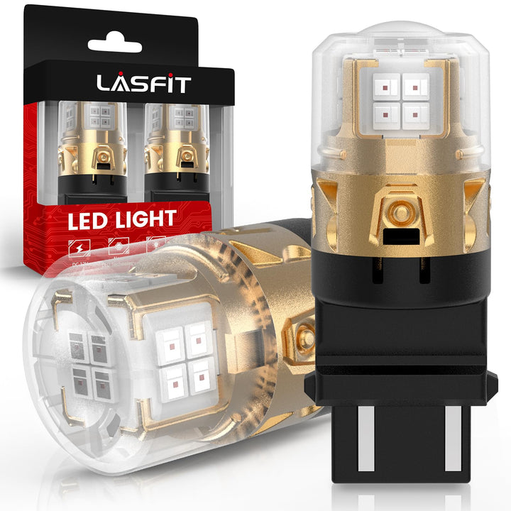 LASFIT L2 front view showing red LED face and plug for improved visibility