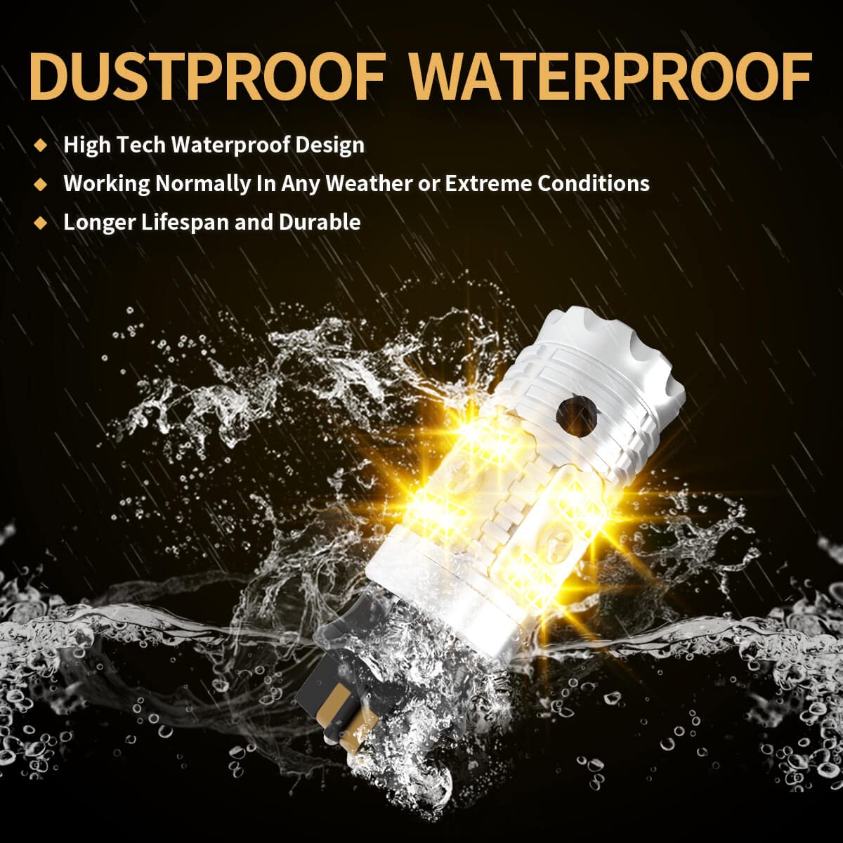 LASFIT night driving scene with bright amber blinkers, improves road visibility and safety
