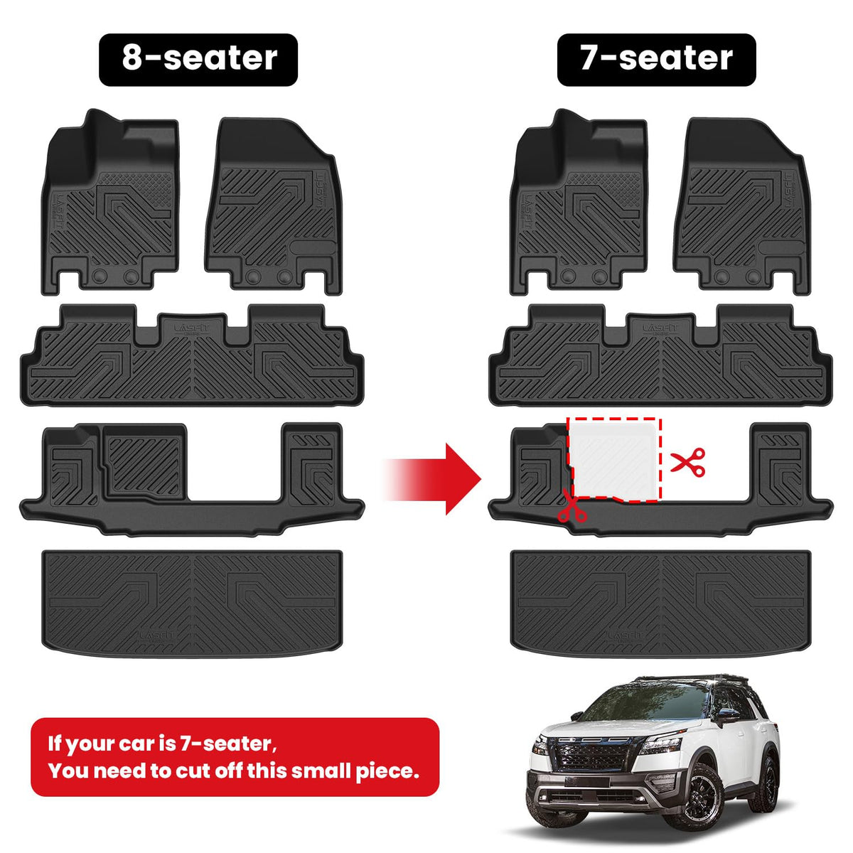 LASFIT second row mat detail demonstrating durable coverage and spill control