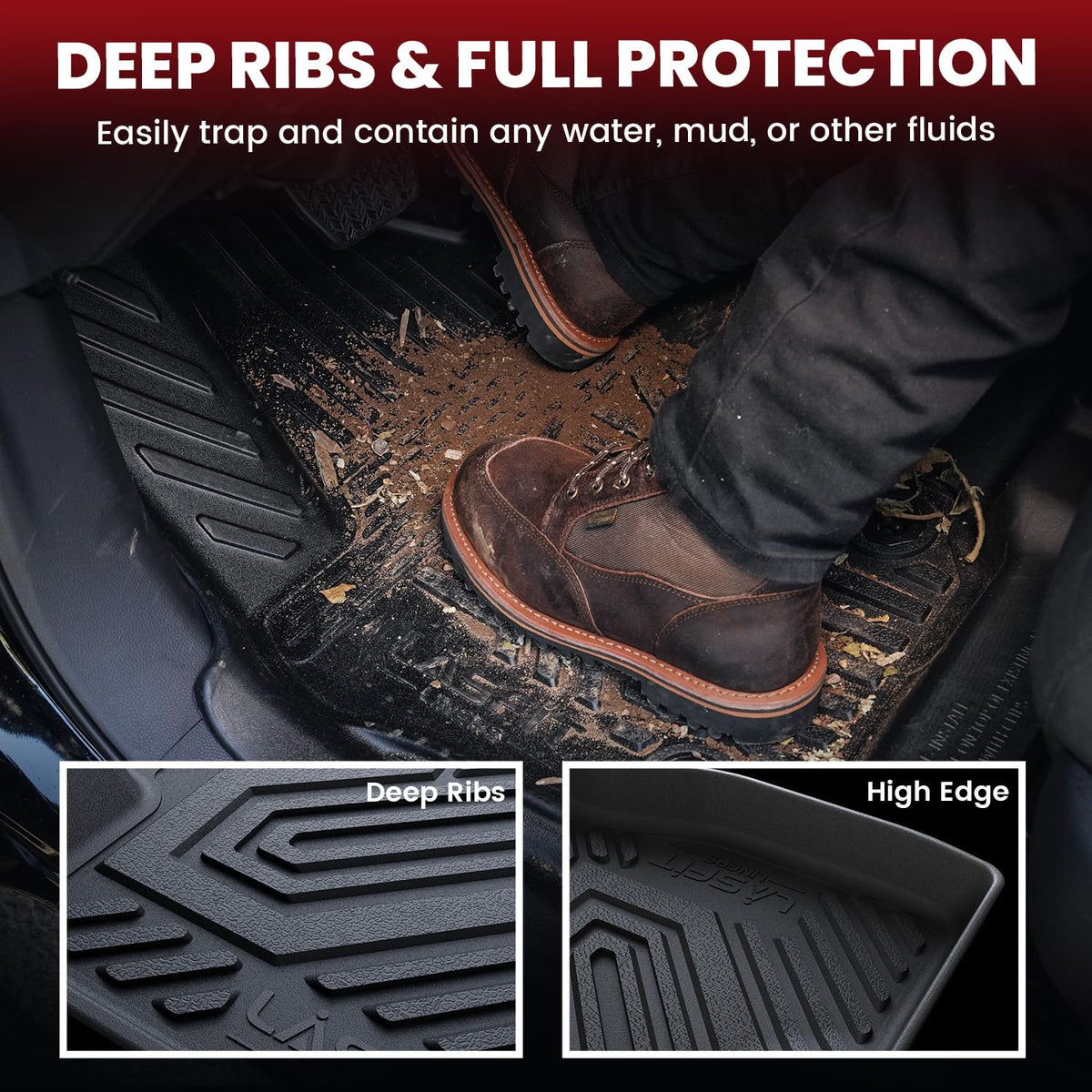 LASFIT trunk cargo mat protecting cargo area from mud and gear