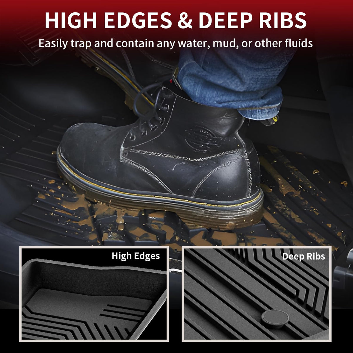 LASFIT raised edge lip detail preventing spills from reaching carpet