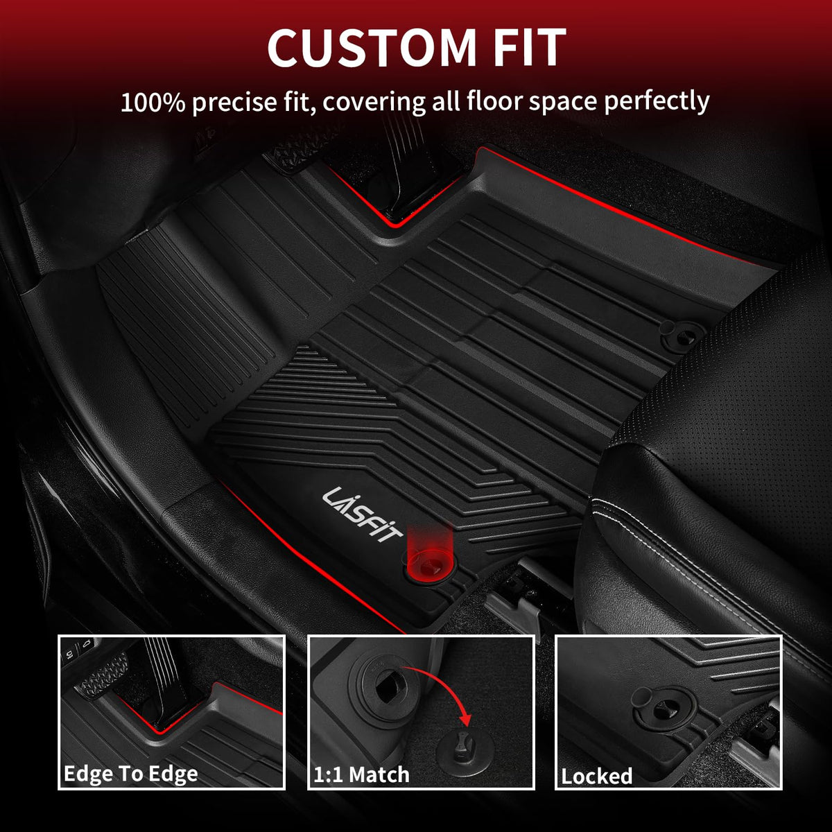LASFIT rear row mats covering second row floor with full edge protection