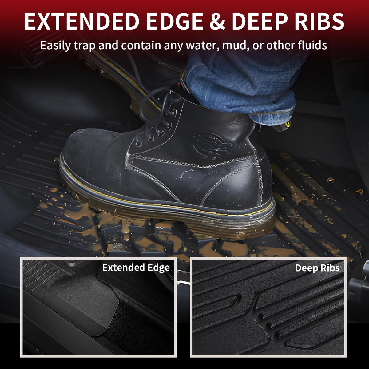 LASFIT rear floor mats installed showing complete rear footwell coverage