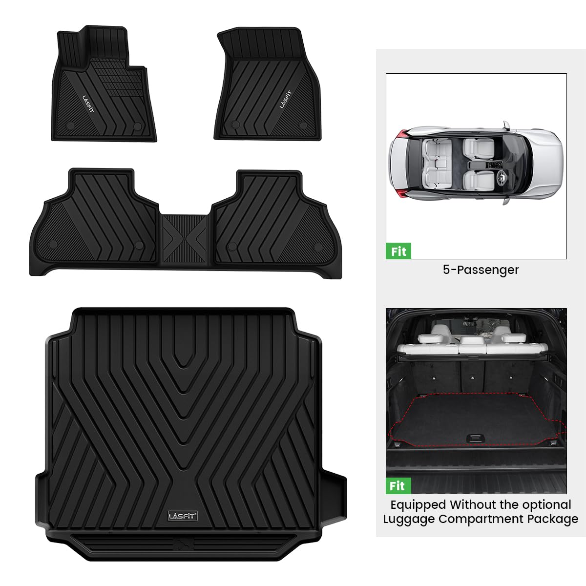 LASFIT rear floor mats covering back row to protect carpet