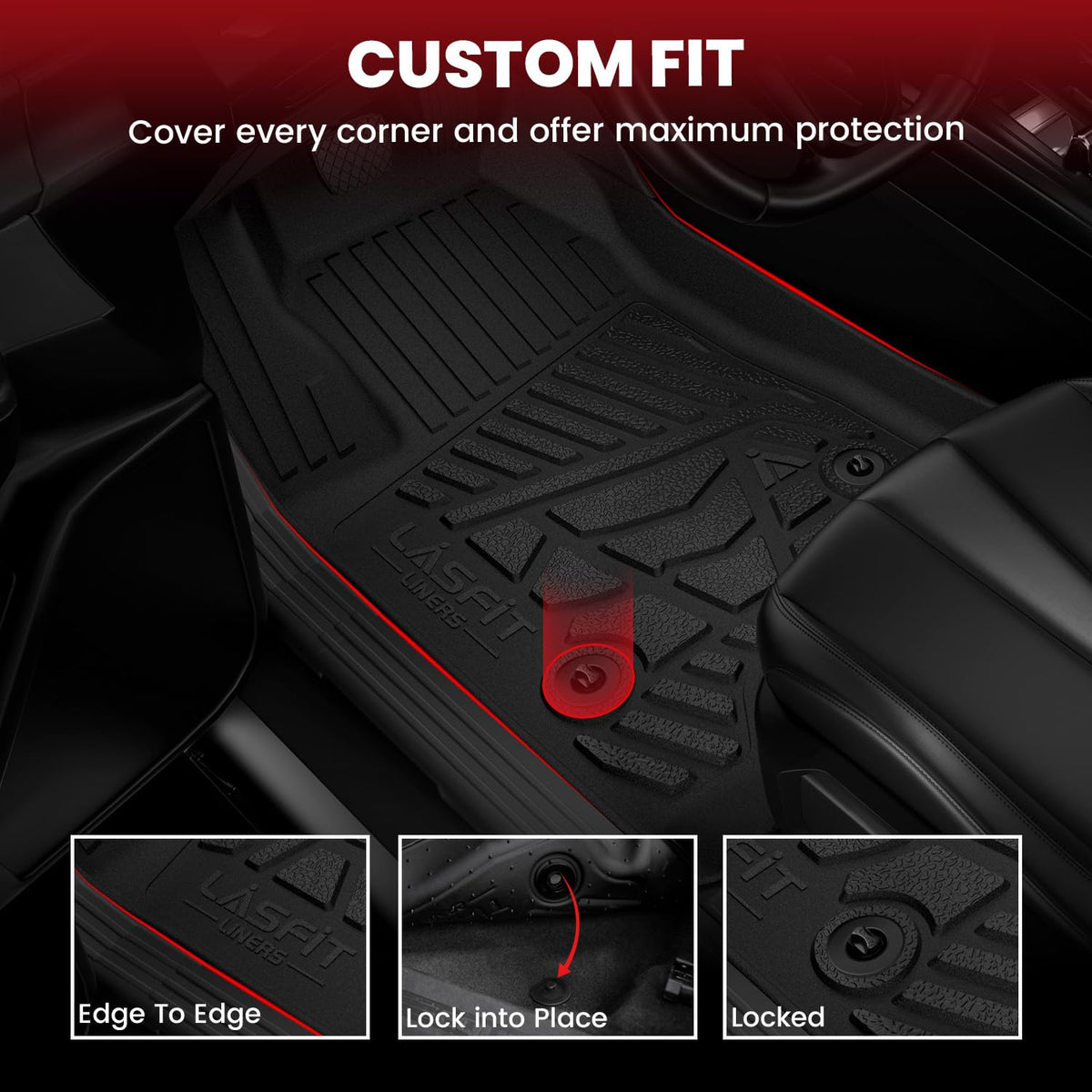 LASFIT rear mat covering floor fully for Sierra Crew Cab protection