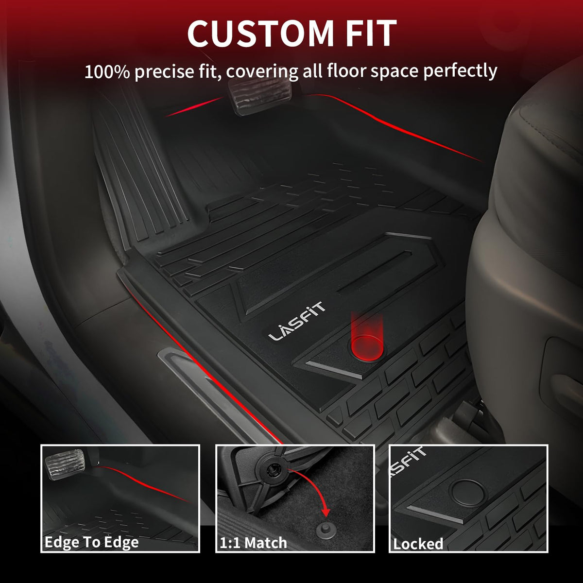 LASFIT rear mat under-seat storage area protecting carpet from spills
