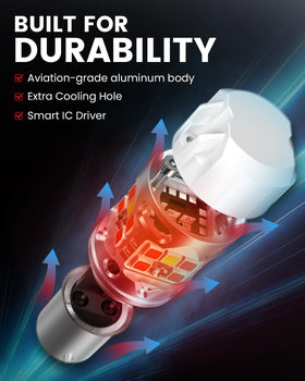 LASFIT bulb illuminated amber turn signal, showing clear, attention-grabbing signaling