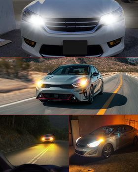 LASFIT bulbs installed on vehicle driving at night, enhancing visibility and modern look