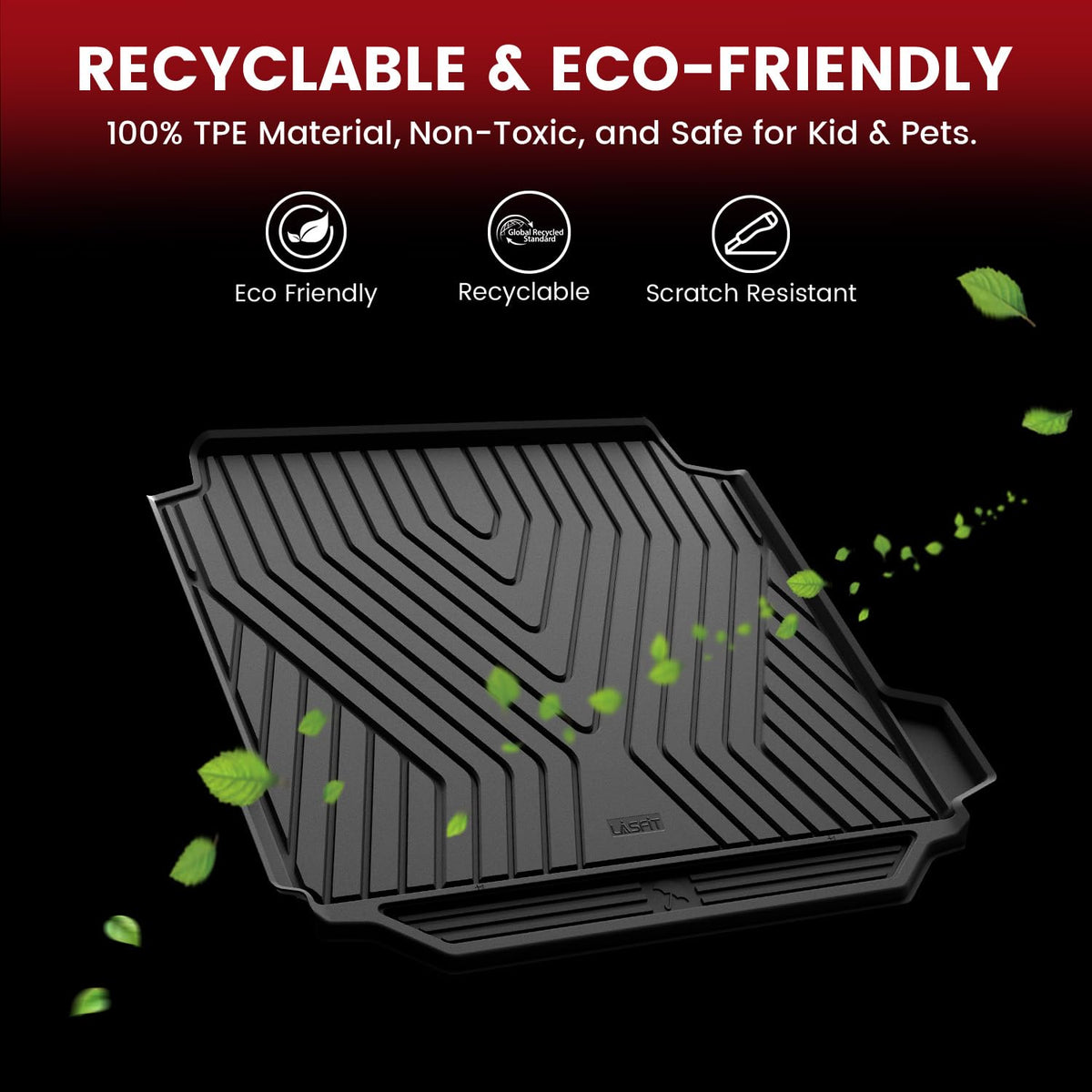 LASFIT mat partially folded for cleaning showing easy removal advantage