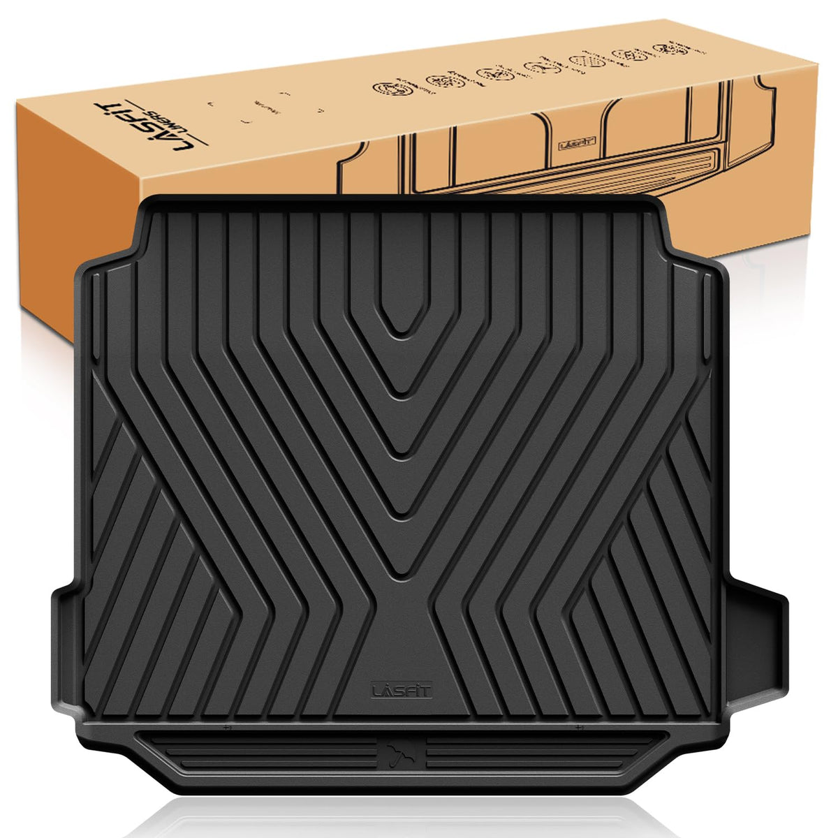 LASFIT trunk mat front view showing exact trunk coverage and protection