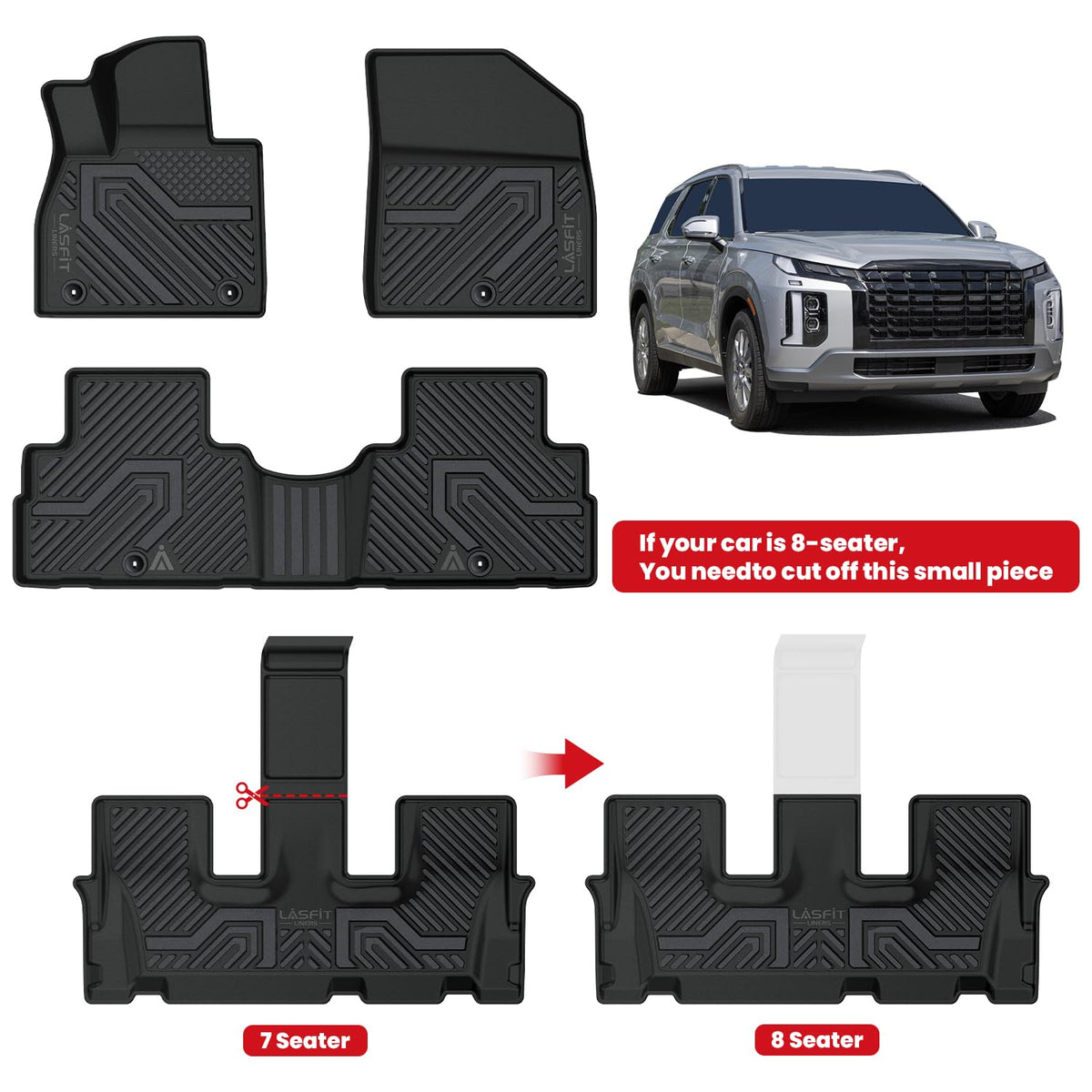LASFIT trunk mat covering cargo area to prevent dirt damage