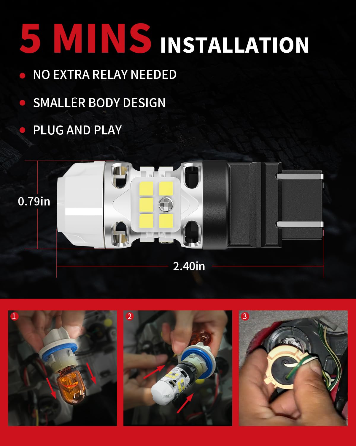 LASFIT WT21W beam pattern on driveway showing 360-degree light coverage for safer reversing