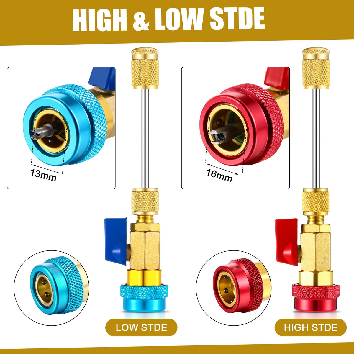 Lasnten tool in use on AC service port demonstrating safe valve core removal and installation