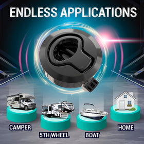 LATCH.IT on camper exterior showing durable marine-ready latch benefit