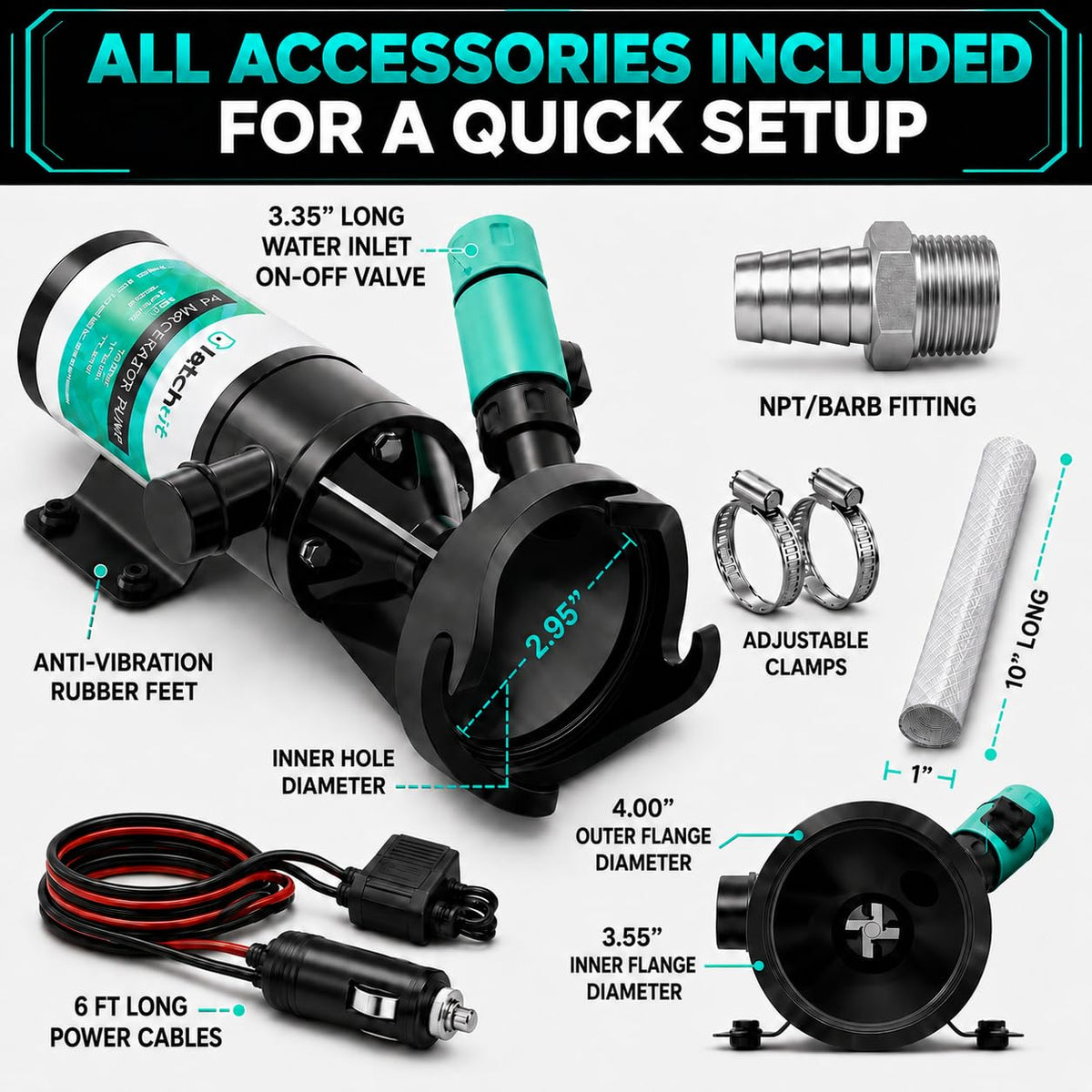 LATCH.IT V2.0 accessory kit with hoses clamps fittings and on/off quick-disconnect