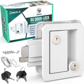 LATCH.IT front handle in white showing clean install and durable look