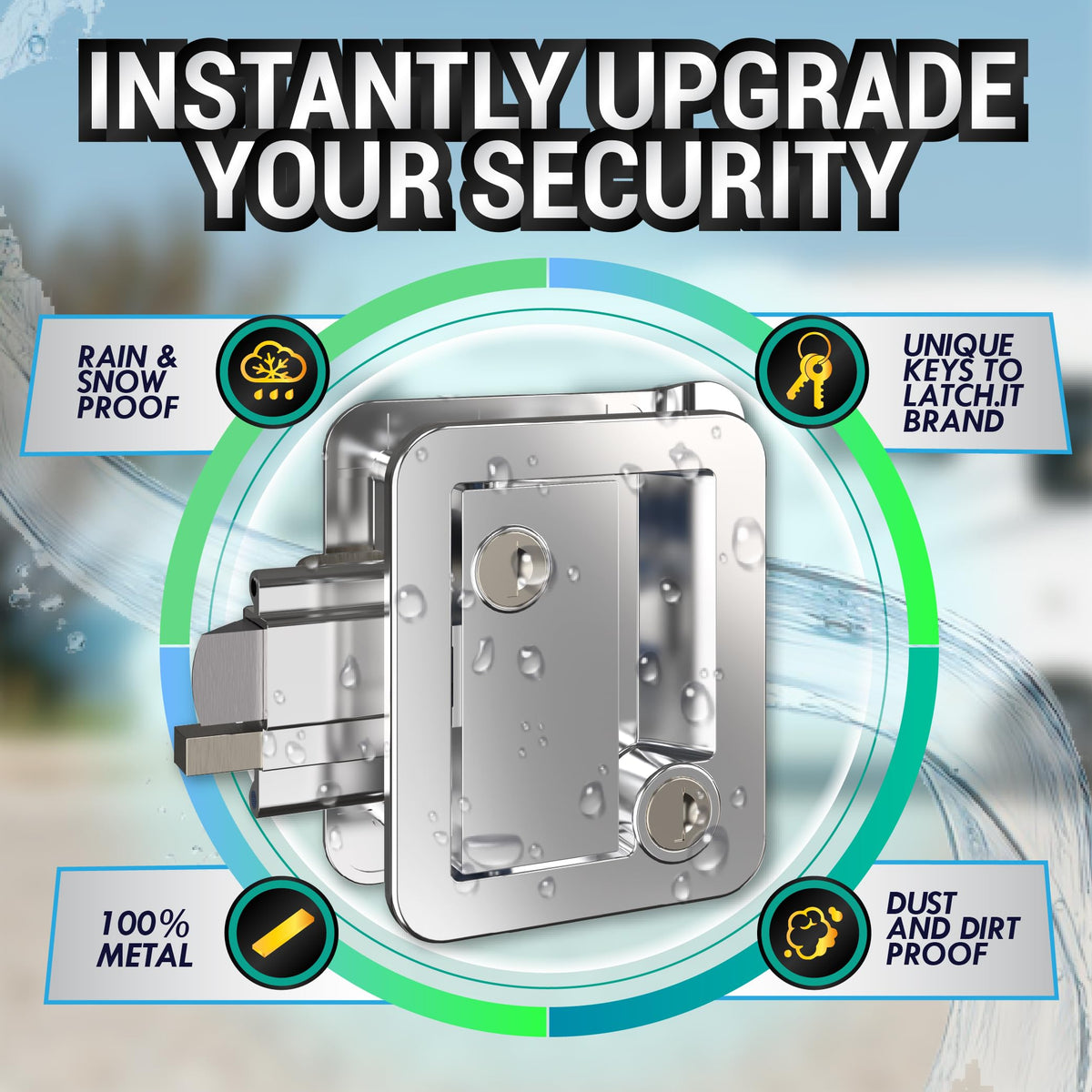 LATCH.IT four keys and mounting hardware displayed for instant spare key convenience