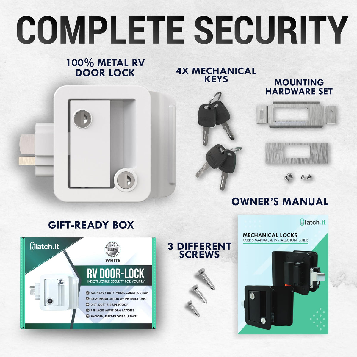 LATCH.IT on an RV door in lifestyle shot showing improved security